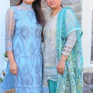 Ice Blue Cut Out Pakistani Shalwar Kameez